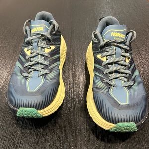 Hoka One One Navy and Lime Running Shoes